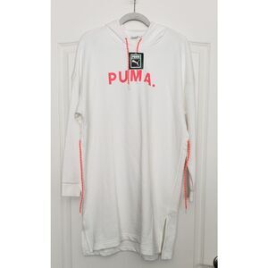 Puma White Chase Hooded‎ Dress Size M Athletic Athleisure Beach Coverup